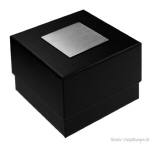 Stülpdeckelbox schwarz 04 mit Gravurschild silber