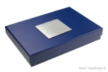 Stülpdeckelbox blau 02 mit Gravurschild silber