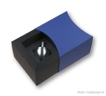 Geschenkverpackung Kreisel - Schiebebox blau/schwarz offen