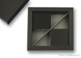 Geschenkverpackung Memory-Karten - Schiebebox schwarz mit Kartoneinlage und Steg grau