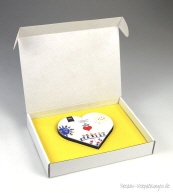 Produkt-Klappdeckelbox 10 mit Kartoneinlage Herz in gelb