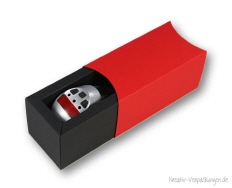 Geschenkverpackung Steuerung - Schiebe-Geschenkbox schwarz mit Halbmond-Schiebehülle in rot
