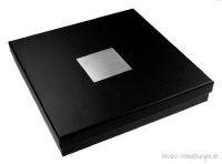 St&uuml;lpdeckelbox schwarz 03 mit Gravurschild silber